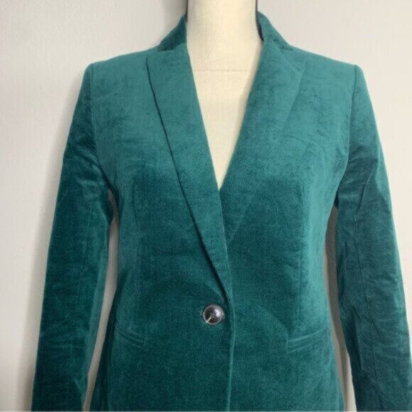 J. Crew Green Velveteen Single Breasted One-Button Blazer - Picture 7 of 14
